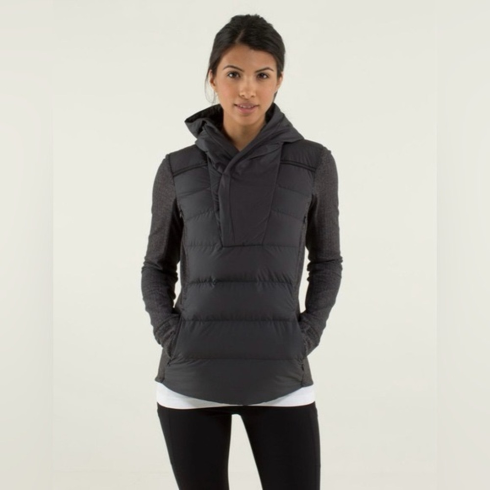 Lululemon Fluff Off Pullover Black/Heathered Herringbone Heathered Black, Size 4